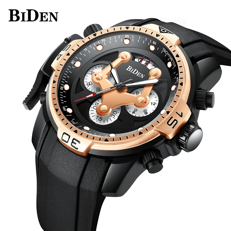 Кварцевые мужские часы креативные ударные наручные Relogio BIDEN брендовые роскошные