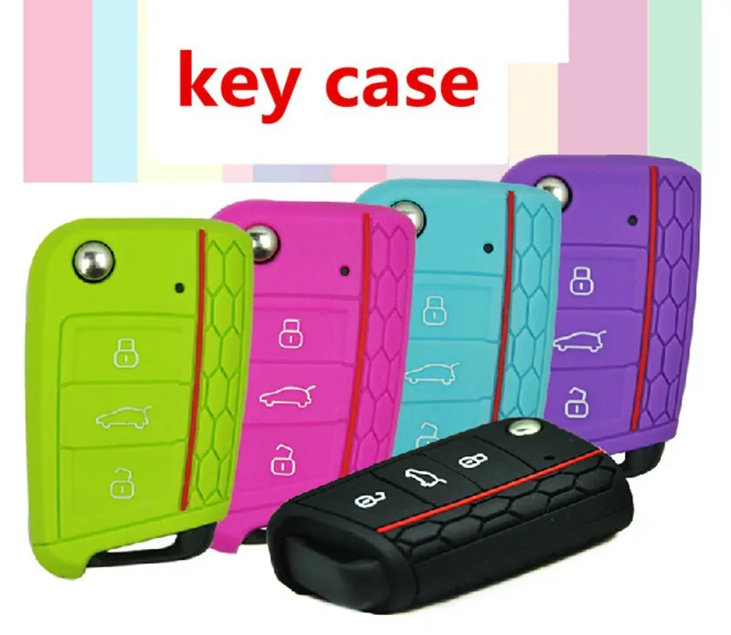 Car Accessories Key Case Key Bag Key Cover For Volkswagen VW Golf 7 mk7 Skoda Octavia A7 Silicone Key Portect Case car-styling