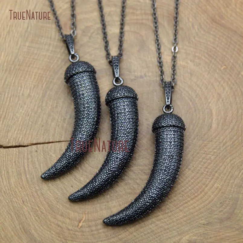Gunmetal Finish Link Chains Black Zircon Cubic Clear Beads Micro Pave Horn Charm Unisex Jewelry 18 Inch NM10468
Gunmetal Finish Link Chains Black Zircon Cubic Clear Beads Micro Pave Horn Charm Unisex Jewelry 18 Inch NM10468