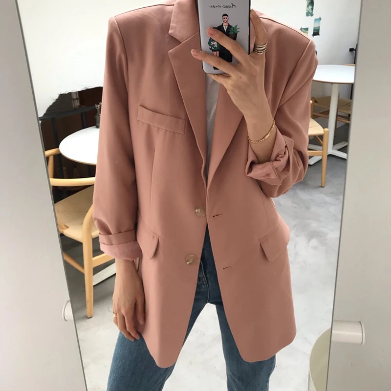 Elegant Single-breasted Women Blazer Jacket Casual Loose Female Workwear Outerwear Elegant Solid Women Suit Jacket 2019
Elegant Single-breasted Women Blazer Jacket Casual Loose Female Workwear Outerwear Elegant Solid Women Suit Jacket 2019