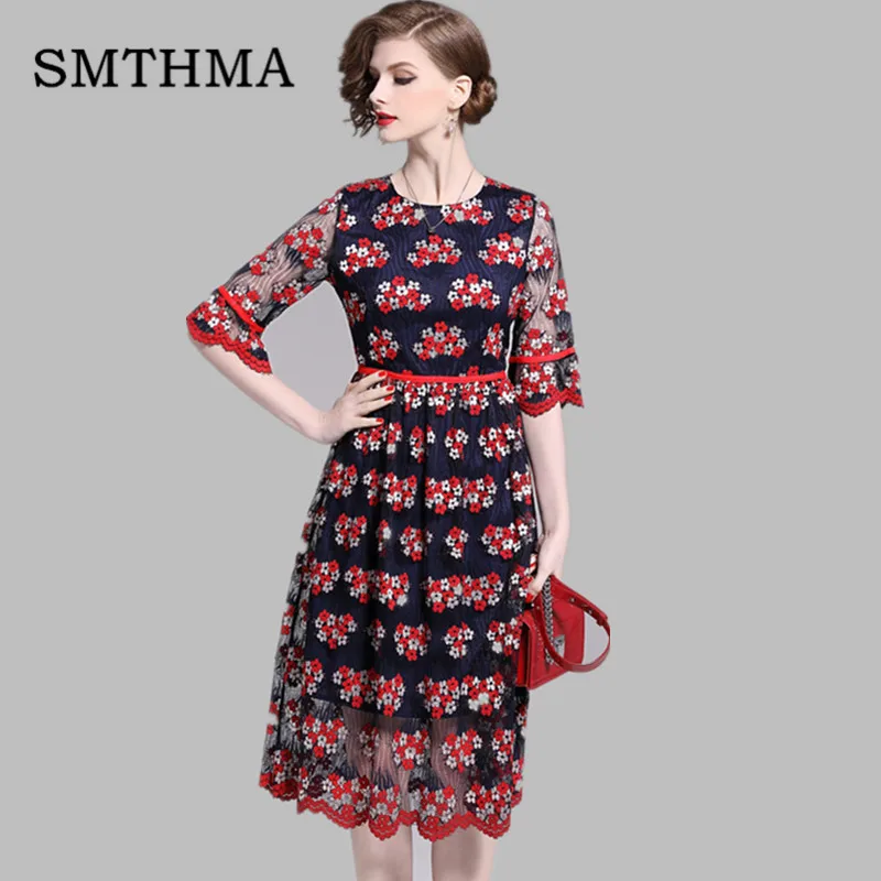 SMTHMA 2019 New arrival Lace Flower Flare Sleeve High Waist Dress Women Hollow Out Party Dresses Vestidos
SMTHMA 2019 New arrival Lace Flower Flare Sleeve High Waist Dress Women Hollow Out Party Dresses Vestidos