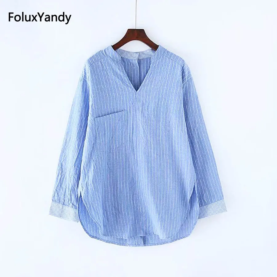 V-neck Blouse Women New 3 4 XL Casual Plus Size Loose Striped Long Sleeve Blouse Shirt KKFY777
V-neck Blouse Women New 3 4 XL Casual Plus Size Loose Striped Long Sleeve Blouse Shirt KKFY777