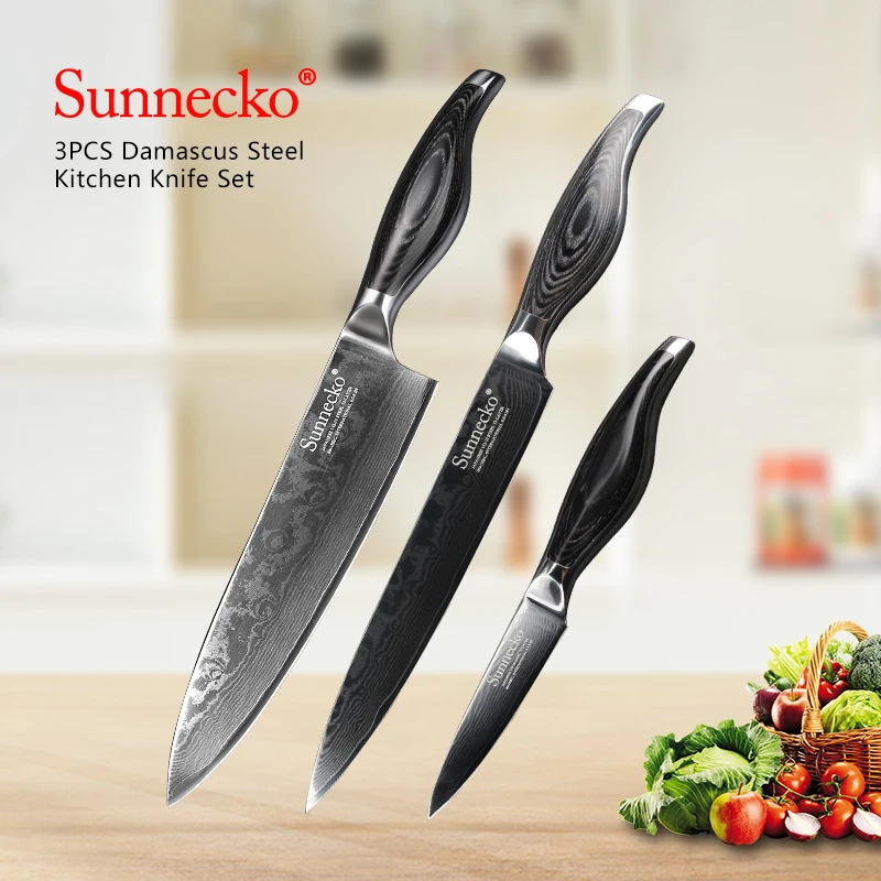 SUNNECKO Slicer UtilityChef Knife 3PCS Kitchen Knives Set Japanese Damascus VG10 Steel Sharp Pakka Wood Handle Cutter Tools
SUNNECKO Slicer UtilityChef Knife 3PCS Kitchen Knives Set Japanese Damascus VG10 Steel Sharp Pakka Wood Handle Cutter Tools