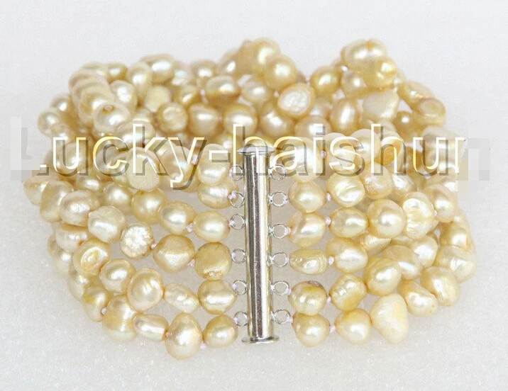 8" 8mm 6row Baroque light champagne pearls bracelet magnet clasp j11130 @^Noble style Natural Fine jewe SHIPPING new >>free ship
8" 8mm 6row Baroque light champagne pearls bracelet magnet clasp j11130 @^Noble style Natural Fine jewe SHIPPING new >>free ship