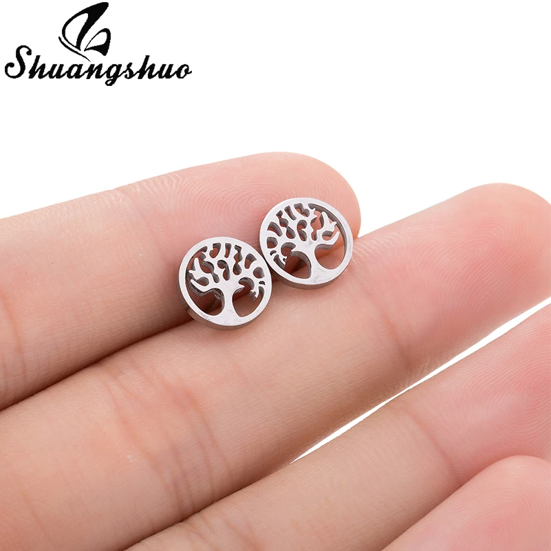 Shuangshuo Tree of Life Earrings for Women Hollow Tree Pattern Round Stud Earring Stainless Steel Jewelry moda mujer Pendientes
Shuangshuo Tree of Life Earrings for Women Hollow Tree Pattern Round Stud Earring Stainless Steel Jewelry moda mujer Pendientes