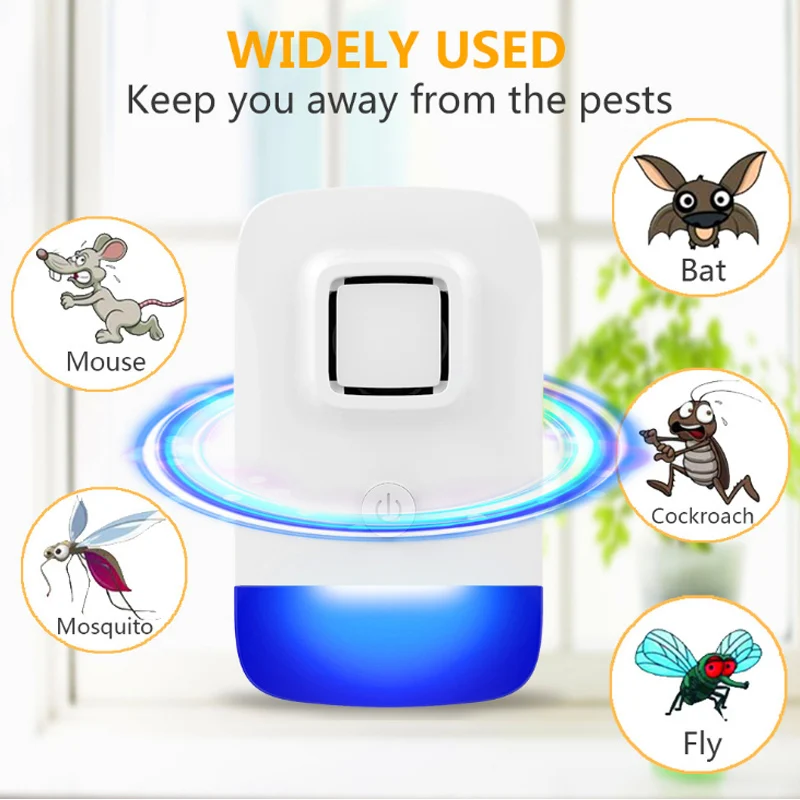 

New Electric Ulatrosonic Mouse Repellent Mosquito Bat Cockroach Fly Trap Insect Repellent Non-toxic Silent Pest Control