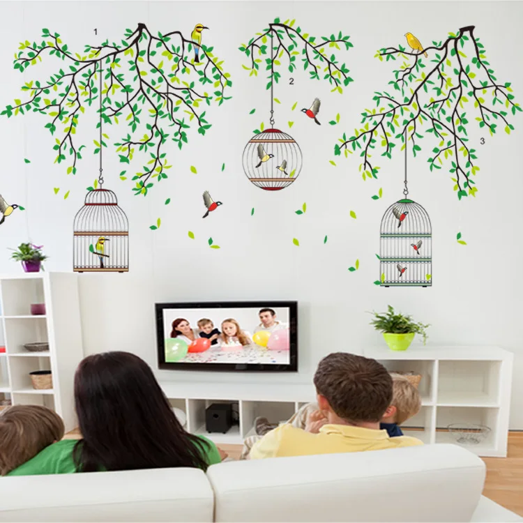 Maruoxuan Environmental Removable Home Decoration Wall Stickers Green Branch Bird Cage Beautiful Art Wall Decals
Maruoxuan Environmental Removable Home Decoration Wall Stickers Green Branch Bird Cage Beautiful Art Wall Decals