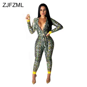Snake Print Sexy Rompers Womens Jumpsuit Deep V Neck Full Sleeve One Piece Bodysuit Vintage High Waist Sashes Skinny Playsuits
Snake Print Sexy Rompers Womens Jumpsuit Deep V Neck Full Sleeve One Piece Bodysuit Vintage High Waist Sashes Skinny Playsuits
