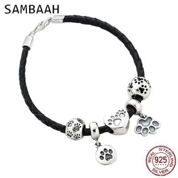 Sambaah 3mm Chain Italian Braided Leather Animal Bracelet with 925 Sterling Silver Pet Dogs Paw Print Charm Beads DIY Bracelet
Sambaah 3mm Chain Italian Braided Leather Animal Bracelet with 925 Sterling Silver Pet Dogs Paw Print Charm Beads DIY Bracelet