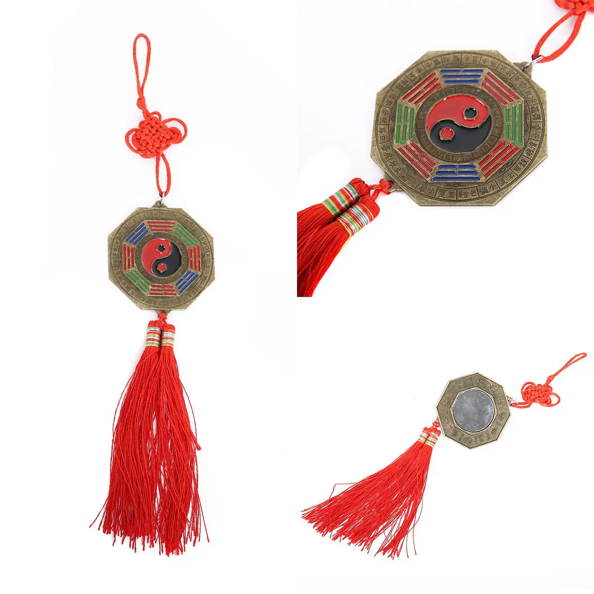 Chinese Feng Shui Bagua Mirror Good Luck Fortune Prayer Chinese Knot Blessing Hanging Decor