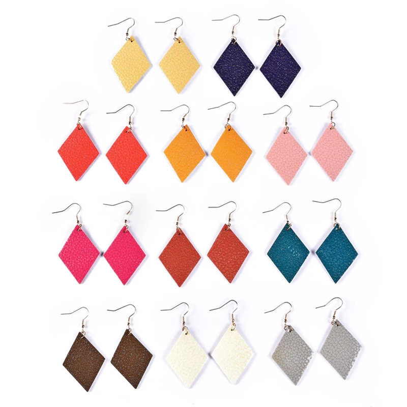 2019 Candy Colours PU Leather Drop Earrings Cute Rhombus Design Copper Hook Statement Earrings Ear Jewelry Gifts For Women
2019 Candy Colours PU Leather Drop Earrings Cute Rhombus Design Copper Hook Statement Earrings Ear Jewelry Gifts For Women
