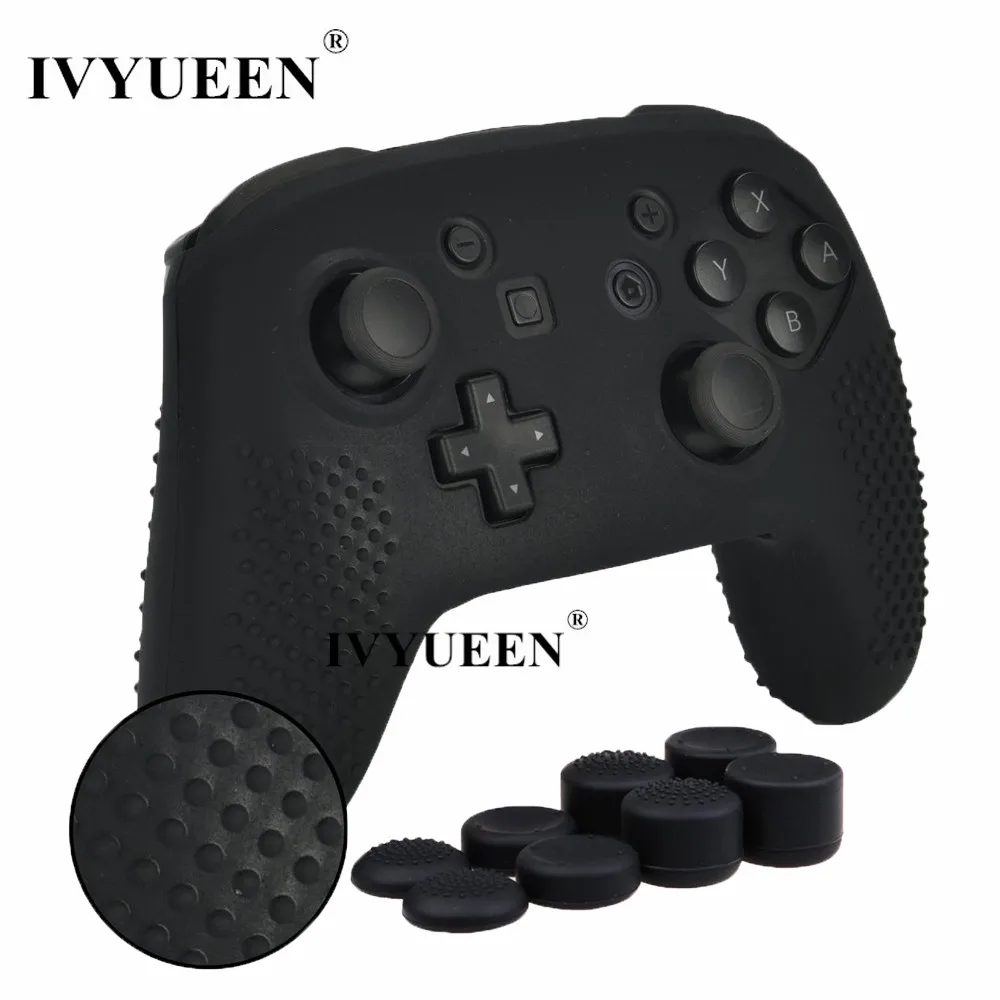 

IVYUEEN Anti-slip Silicone Case Skin for Nintend Switch NS Pro Controller Protector Cover with 8 Analog Thumb Stick Caps Grips