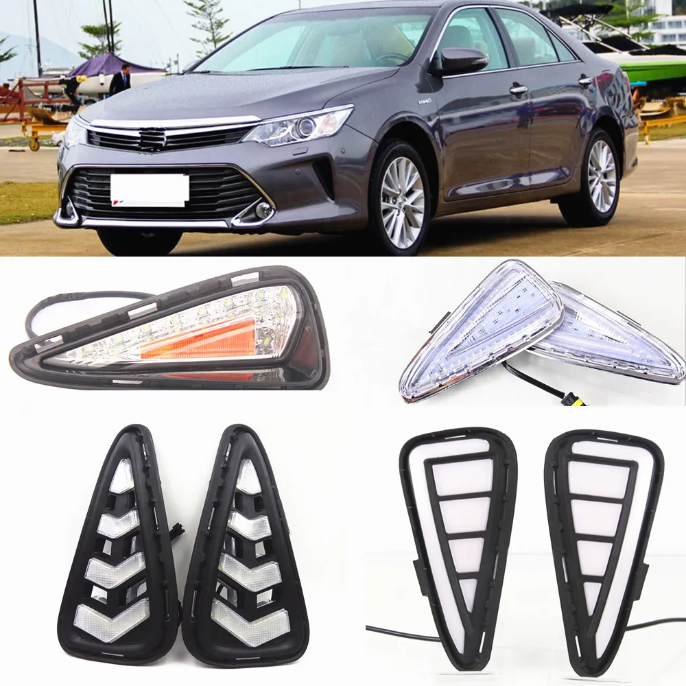 CSCSNL 1 Set LED DRL Daytime Running Lights Daylight Fog Lamp Cover With Yellow Turning Signal For Toyota Camry 2015 2016 2017
CSCSNL 1 Set LED DRL Daytime Running Lights Daylight Fog Lamp Cover With Yellow Turning Signal For Toyota Camry 2015 2016 2017