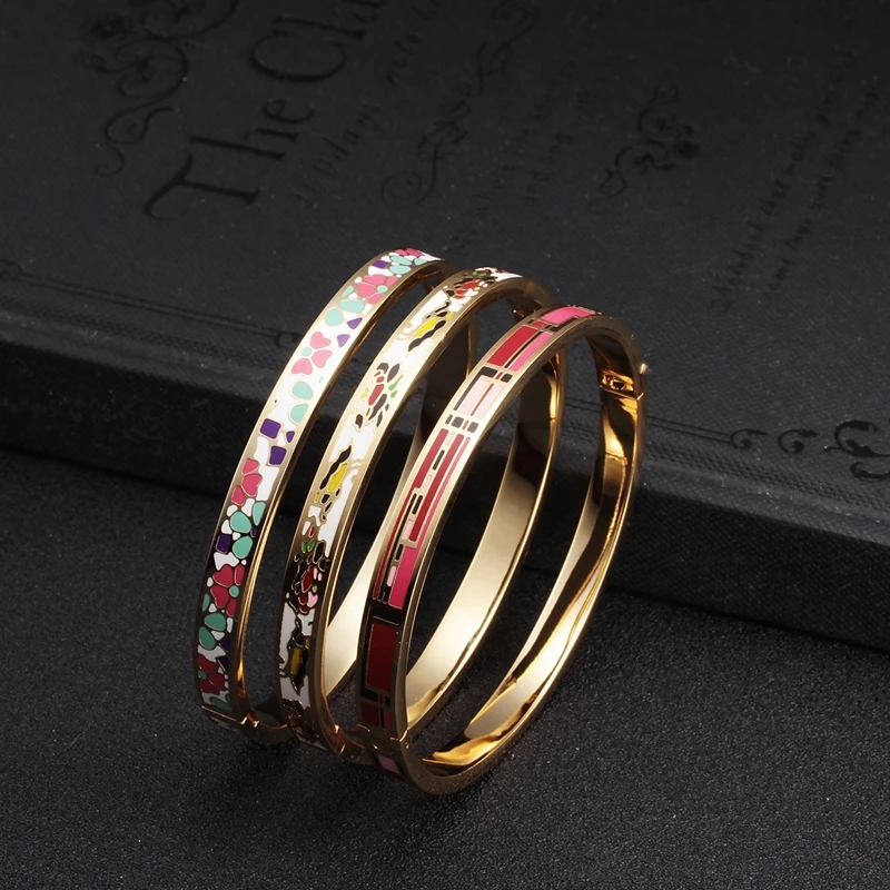 Top Quality Women Girls Wedding Party Cuff Bangles 4mm Enamel Stainless Steel Fashion OL Charm Bangles Jewelry
Top Quality Women Girls Wedding Party Cuff Bangles 4mm Enamel Stainless Steel Fashion OL Charm Bangles Jewelry