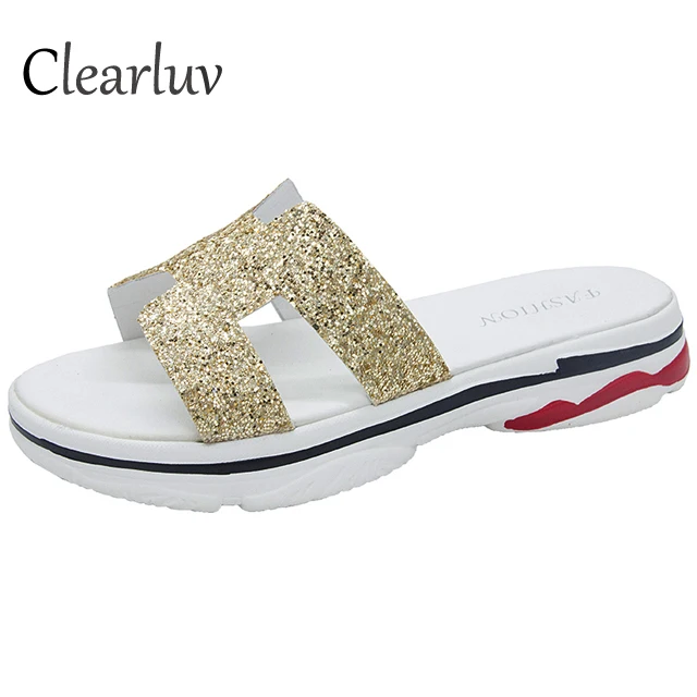New thick-bottom H-shaped sandals women's fashion wild slippers sequins comfortable non-slip beach Roman style women shoes
New thick-bottom H-shaped sandals women's fashion wild slippers sequins comfortable non-slip beach Roman style women shoes