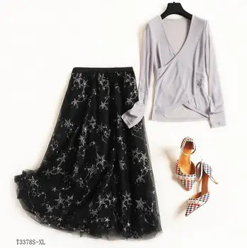 European style 2019 New arrivals summer Spring fashion women clothes solid color blouse + patchwork mesh skirt casual suit T3378
European style 2019 New arrivals summer Spring fashion women clothes solid color blouse + patchwork mesh skirt casual suit T3378