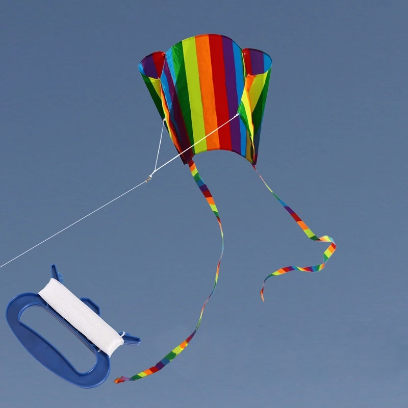 Фото Воздушный змей Радужный воздушный с хвостами мягкие летающие игрушки линия 30 м |