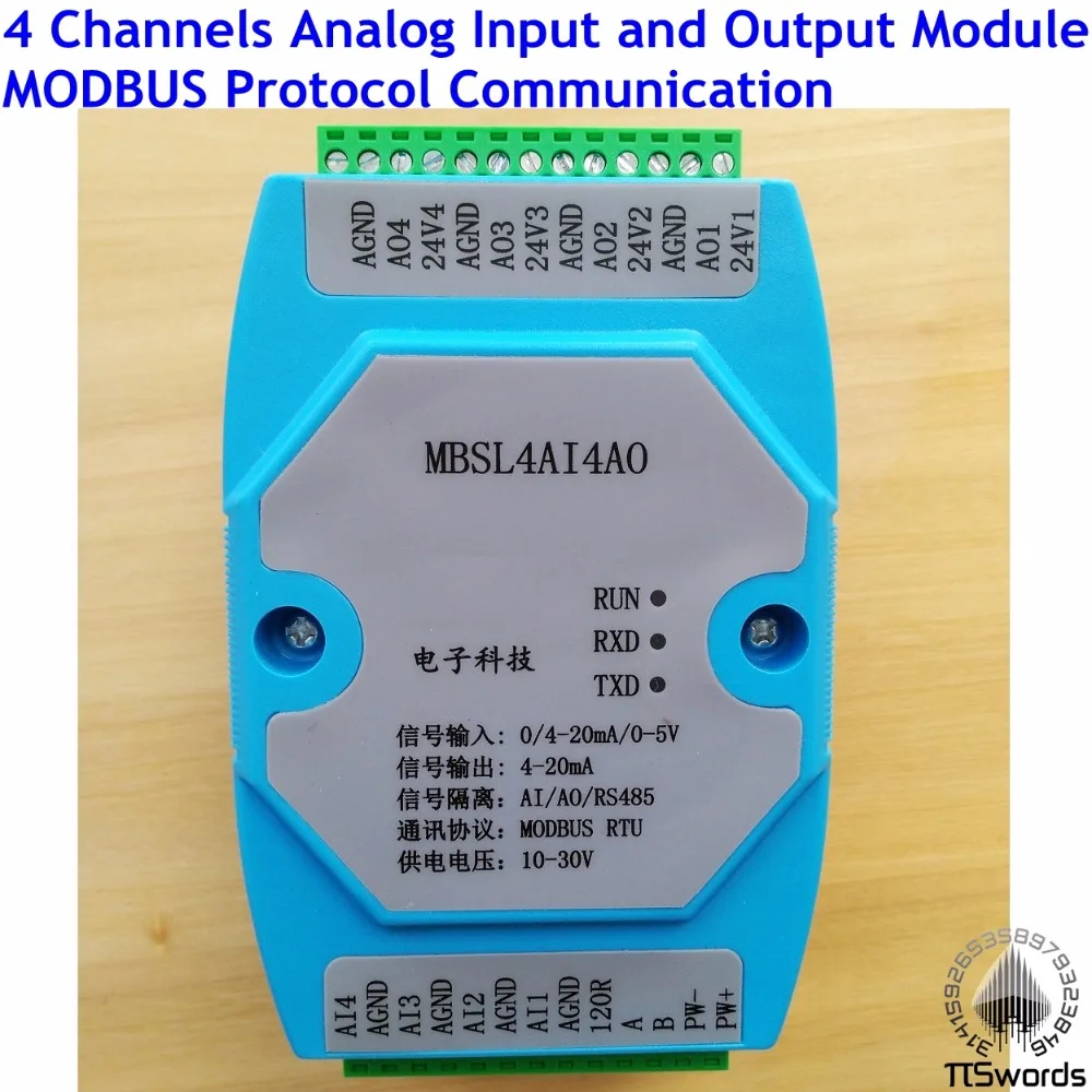 Analog Input and Output Module 4 Channels 12 bit AD/DA Isolated 4AI / 4AO RS485 MODBUS Protocol Communication RS485 to Ethernet
Analog Input and Output Module 4 Channels 12 bit AD/DA Isolated 4AI / 4AO RS485 MODBUS Protocol Communication RS485 to Ethernet