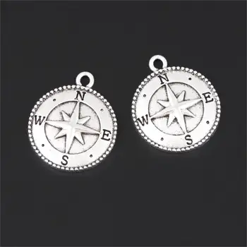10Pcs Silver Color Round Shaped Compass Charms Camping Navigation Pendant Making Necklaces Earrings Jewelry 25X21mm A3306
10Pcs Silver Color Round Shaped Compass Charms Camping Navigation Pendant Making Necklaces Earrings Jewelry 25X21mm A3306