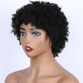 Sassy Curly Machine Made Human Hair Wigs Indian Remy Hair #1b Black Color 6inch 150% Density For Women Summer Style Luffy
Sassy Curly Machine Made Human Hair Wigs Indian Remy Hair #1b Black Color 6inch 150% Density For Women Summer Style Luffy