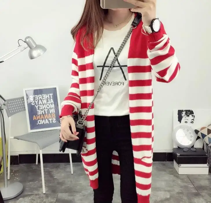 Spring Autumn Women Sweaters Striped Long Cardigan Knitted Cardigans Casual Top female Thin Fashion Crochet 2016 plus size
Spring Autumn Women Sweaters Striped Long Cardigan Knitted Cardigans Casual Top female Thin Fashion Crochet 2016 plus size
