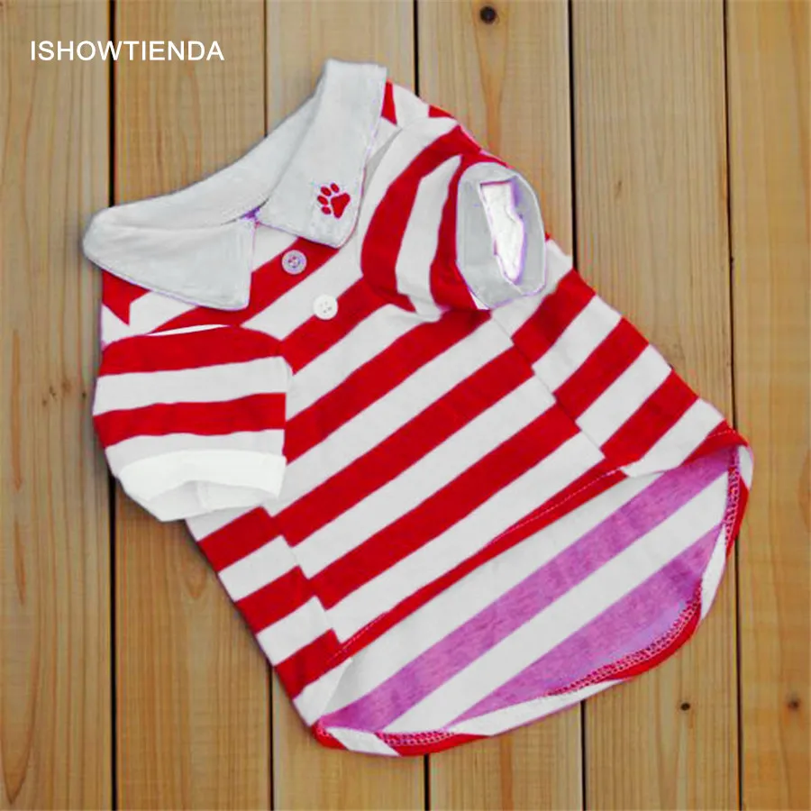 

ISHOWTIENDA 2016 New Puppy Pet Small Dog Clothes Fashion Striped Roupas Para Cachorros Small Dogs Vest T Shirt Wholesale