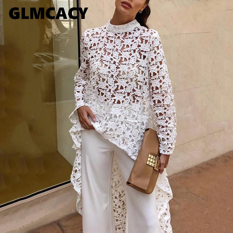 Women Elegant Casual Patchwork Flounced Dip Hem Top Crochet Irregular Hollow Out See Through Blouses
Women Elegant Casual Patchwork Flounced Dip Hem Top Crochet Irregular Hollow Out See Through Blouses