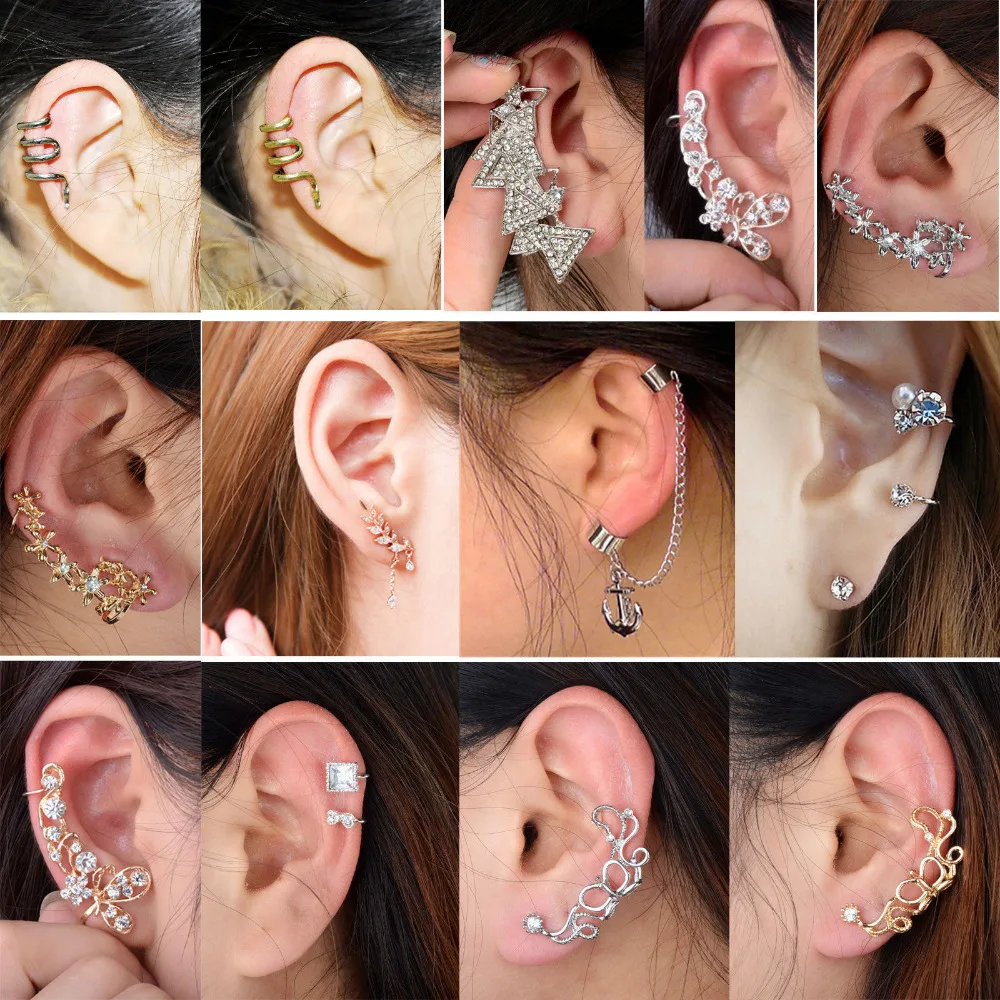 Fashion Punk Crystal Ear Cuff Clip On Earrings Angle Wing/Bowknot/Star Crystal Cuff Wrap Clip Earring boucle d'oreille clip
Fashion Punk Crystal Ear Cuff Clip On Earrings Angle Wing/Bowknot/Star Crystal Cuff Wrap Clip Earring boucle d'oreille clip
