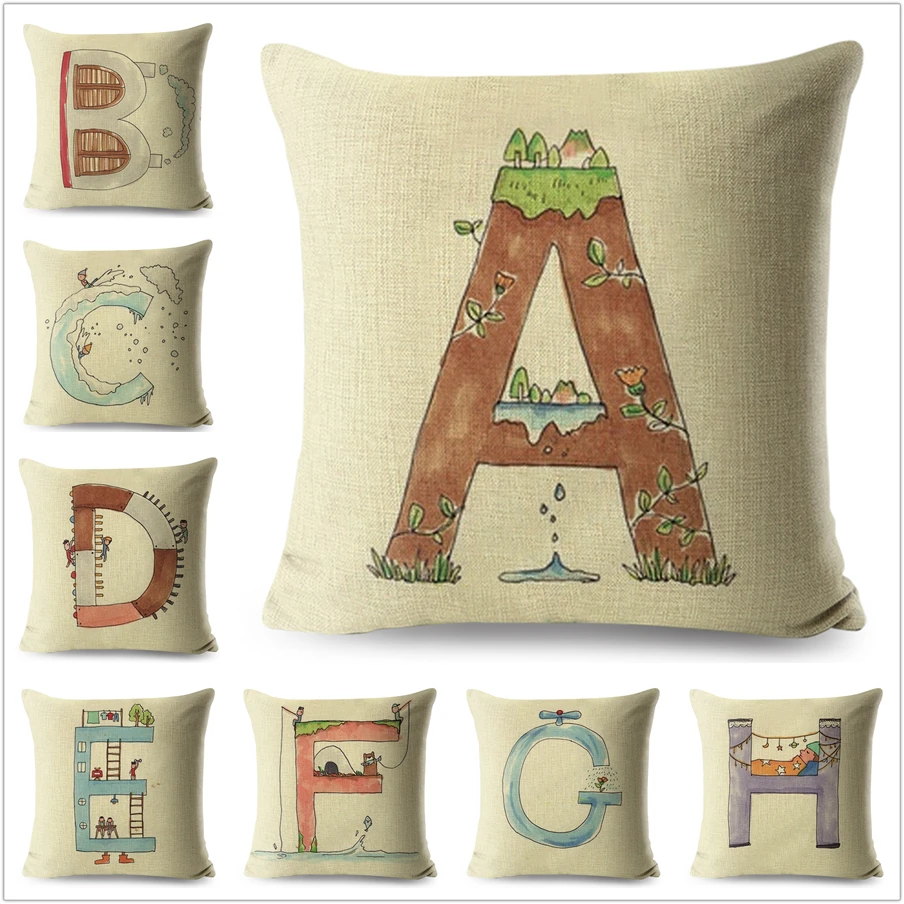 A-Z Pillow Case Cartoon Letter Linen Cotton 45*45 cm Square Cushion Cover for Sofa Home Decorative Printed Throw Pillowcase
A-Z Pillow Case Cartoon Letter Linen Cotton 45*45 cm Square Cushion Cover for Sofa Home Decorative Printed Throw Pillowcase