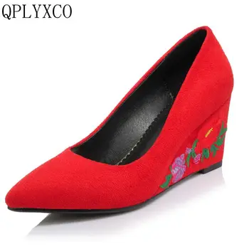 QPLYXCO New Ethnic Fashion Women Pumps Genuine leather Size 32-42 High Heels Wedges Platform Wedding Party Shoes woman 18-36
QPLYXCO New Ethnic Fashion Women Pumps Genuine leather Size 32-42 High Heels Wedges Platform Wedding Party Shoes woman 18-36