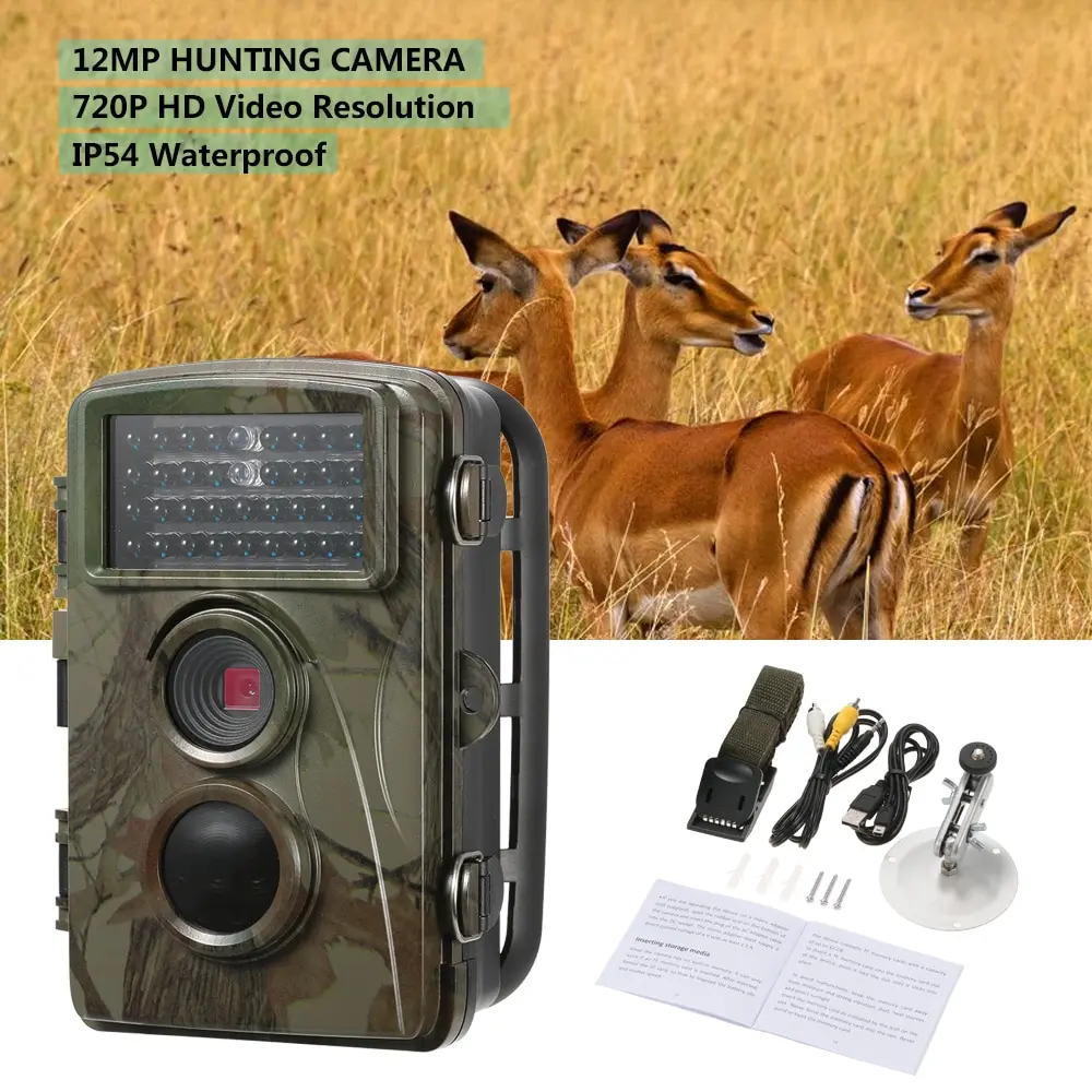 12MP 720P Wild Trail Camera Animal Observation Hunting Camera Waterproof Infrared Night Vision Camera Recorder with Mount&Cable
12MP 720P Wild Trail Camera Animal Observation Hunting Camera Waterproof Infrared Night Vision Camera Recorder with Mount&Cable