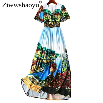 Ziwwshaoyu Vacation V-Neck Long dersses Sequined Print elegant Big pendulum dress 2019 spring and summer new women
Ziwwshaoyu Vacation V-Neck Long dersses Sequined Print elegant Big pendulum dress 2019 spring and summer new women