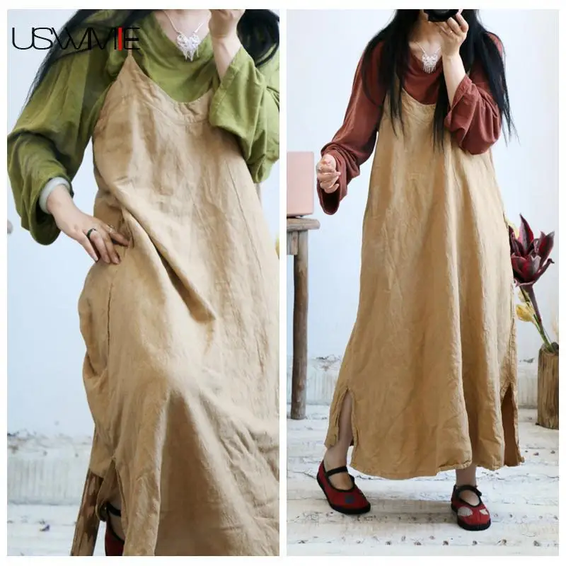 2018 Women Dress Art Pure Color V-neck Sleeveless Solid Color Vestidos Plus Size Long Section Loose Comfort Joker Dress USWMIE
2018 Women Dress Art Pure Color V-neck Sleeveless Solid Color Vestidos Plus Size Long Section Loose Comfort Joker Dress USWMIE