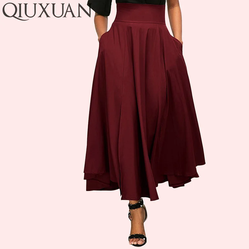 QIUXUAN Wide Waistband Swing Light Summer Style Skirts Fashion Solid Color High Waist Maxi Double Pocket A-Line Skirt Size S-2XL
QIUXUAN Wide Waistband Swing Light Summer Style Skirts Fashion Solid Color High Waist Maxi Double Pocket A-Line Skirt Size S-2XL
