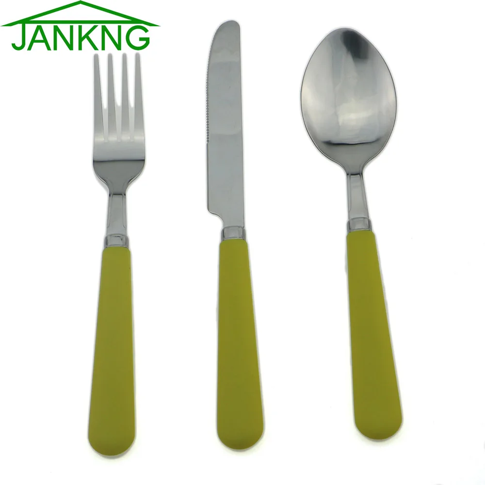 JANKNG 3-Pieces Stainless Steel Dinnerware Set Kids Matte Green Handle Fork Knife Cutlery Set Dinner Silverware Tableware for 1
JANKNG 3-Pieces Stainless Steel Dinnerware Set Kids Matte Green Handle Fork Knife Cutlery Set Dinner Silverware Tableware for 1