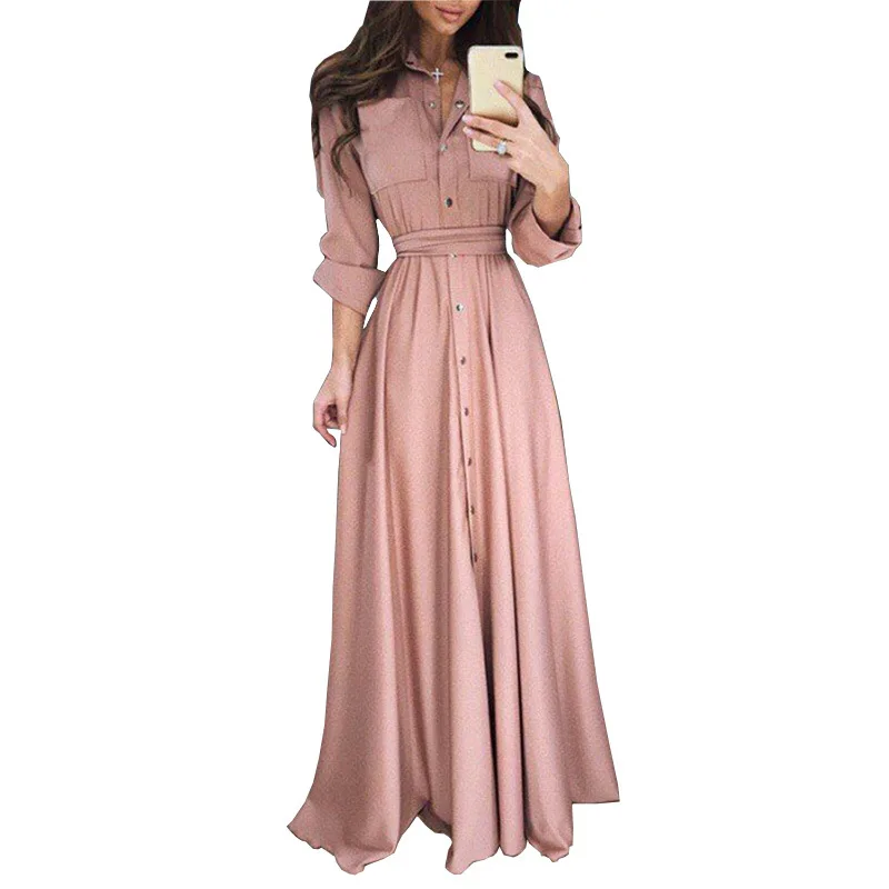 Solid High Waist A-line Dress 2019 New Fashion Autumn Winter Long Sleeve Button Women Slim Bandage Elegant Ladies Long Dresses
Solid High Waist A-line Dress 2019 New Fashion Autumn Winter Long Sleeve Button Women Slim Bandage Elegant Ladies Long Dresses
