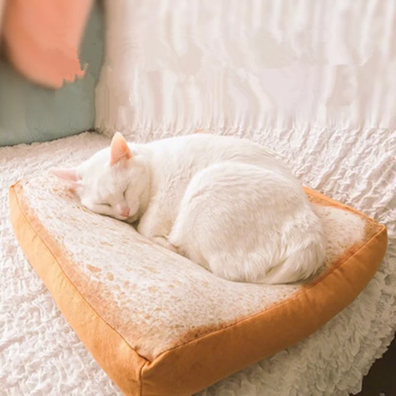 Image Creative Toast Meow Cushion simulation Bakery Cat Cushion Dog Pet Bed Mats Home Mats Plush Pillow 3D effect Cat Seat Cushion