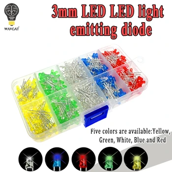 300PCS 500PCS 3mm 5mm LED Light White Yellow Red Green Blue Assorted Kit DIY LEDs Set 3V 20mA
300PCS 500PCS 3mm 5mm LED Light White Yellow Red Green Blue Assorted Kit DIY LEDs Set 3V 20mA