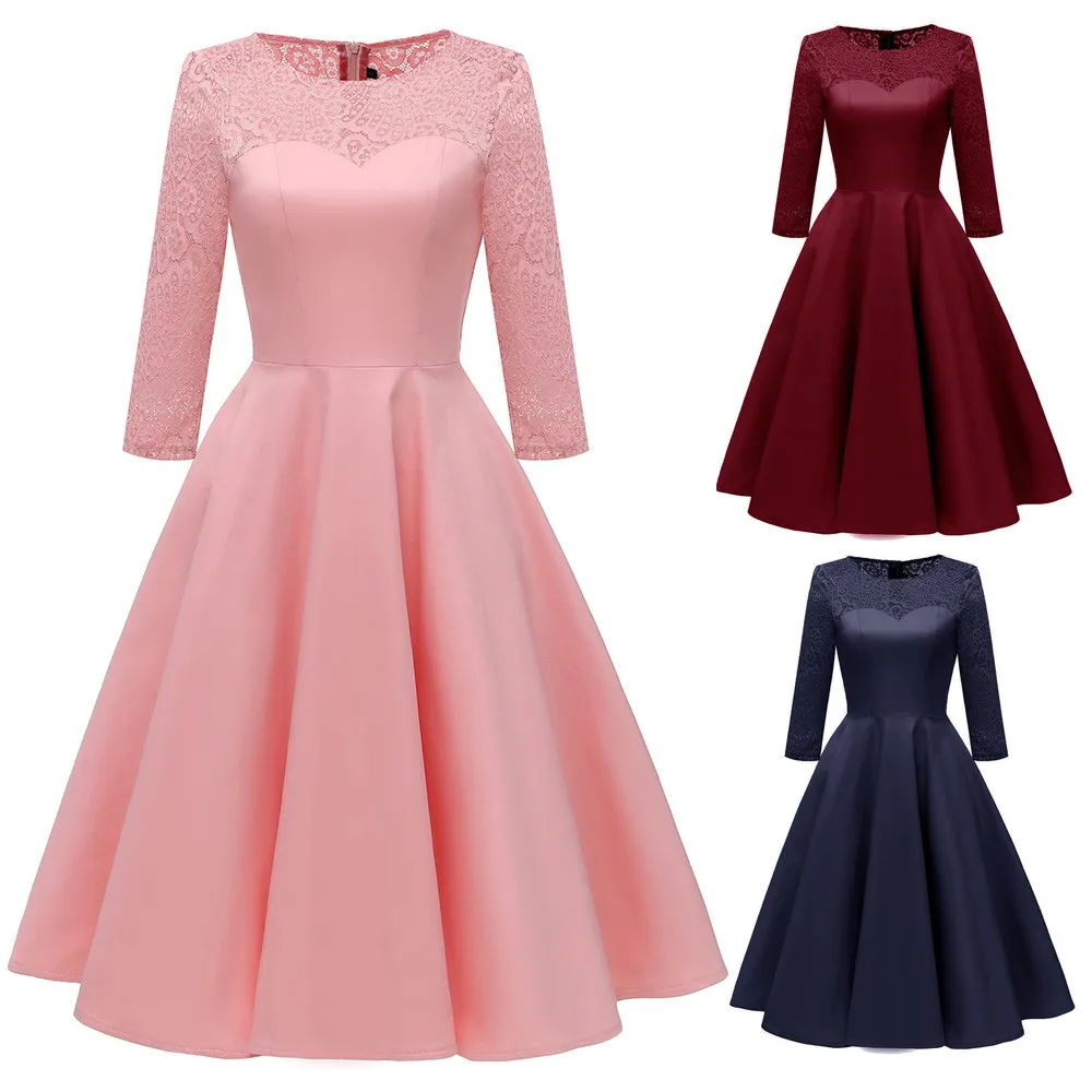 Women Vintage Autumn Three Quarter Sleeve Princess Floral Lace Cocktail O-Neck Party Aline Swing Dress Gift
Women Vintage Autumn Three Quarter Sleeve Princess Floral Lace Cocktail O-Neck Party Aline Swing Dress Gift