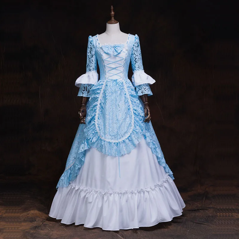 18th Century Autumn Sky Blue and White Long Period Dresses European Court Gothic Stage Party Ball Gowns Theatre Clothing
18th Century Autumn Sky Blue and White Long Period Dresses European Court Gothic Stage Party Ball Gowns Theatre Clothing
