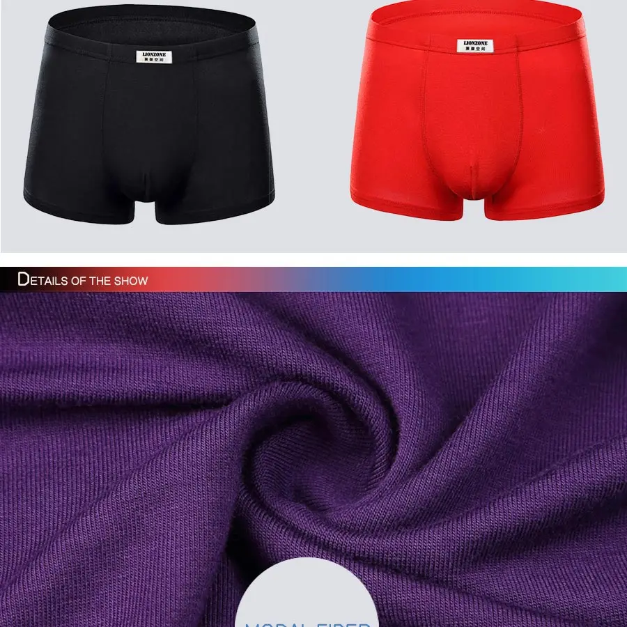 LIONZONE Men Boxer Shorts Brand Quality Sexy Underwear Modal Male Comfortable Solid Panties Underpants Cueca Boxers 27