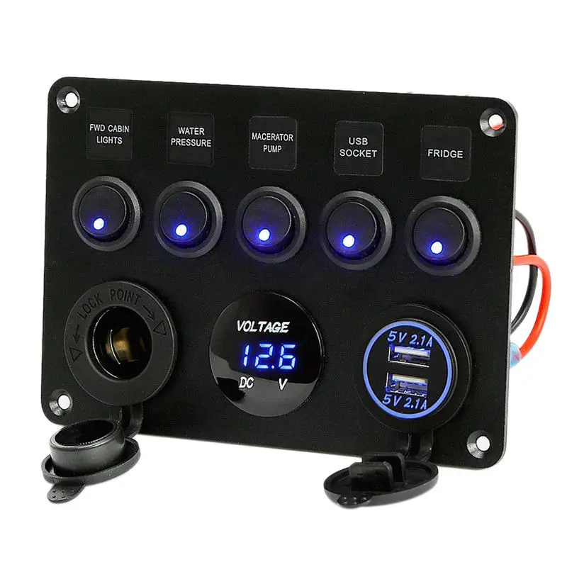 Inline Fuse Box LED Rocker Switch Panel 2 USB 12V 24V Socket Voltmeter Dual USB Socket Charger on Off Switch Boat Marine Truck
Inline Fuse Box LED Rocker Switch Panel 2 USB 12V 24V Socket Voltmeter Dual USB Socket Charger on Off Switch Boat Marine Truck