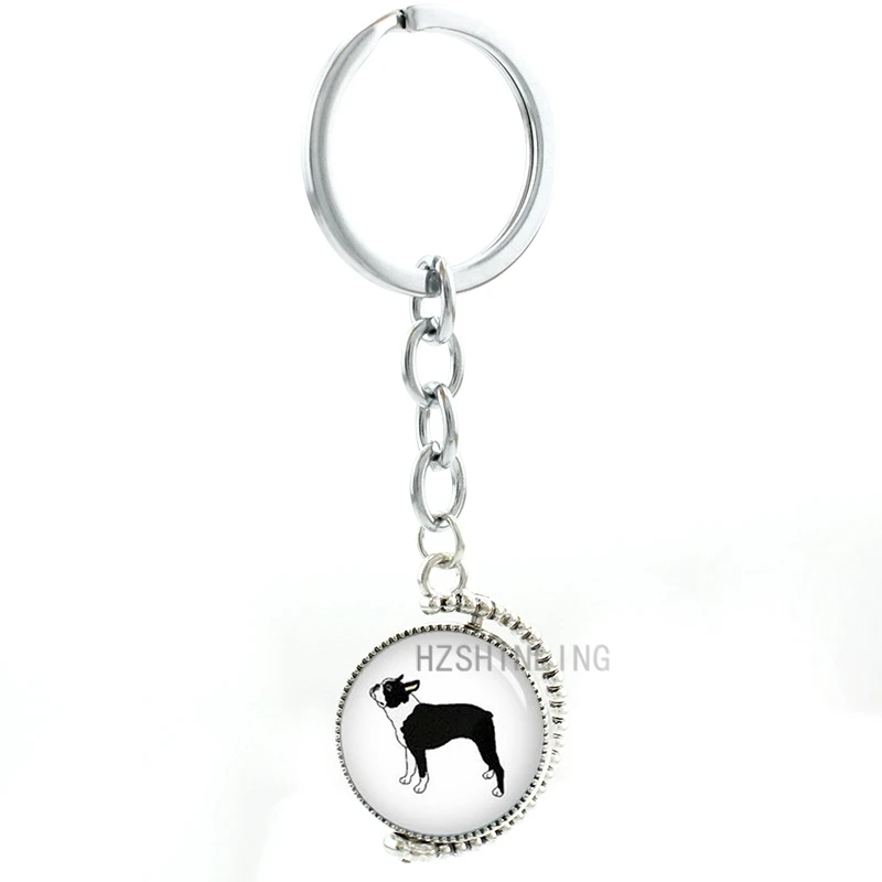 Double sides rotatable Cute Boston Terrier pendant keychain vintage men women animal profile pet dog lover key chain ring T309
Double sides rotatable Cute Boston Terrier pendant keychain vintage men women animal profile pet dog lover key chain ring T309