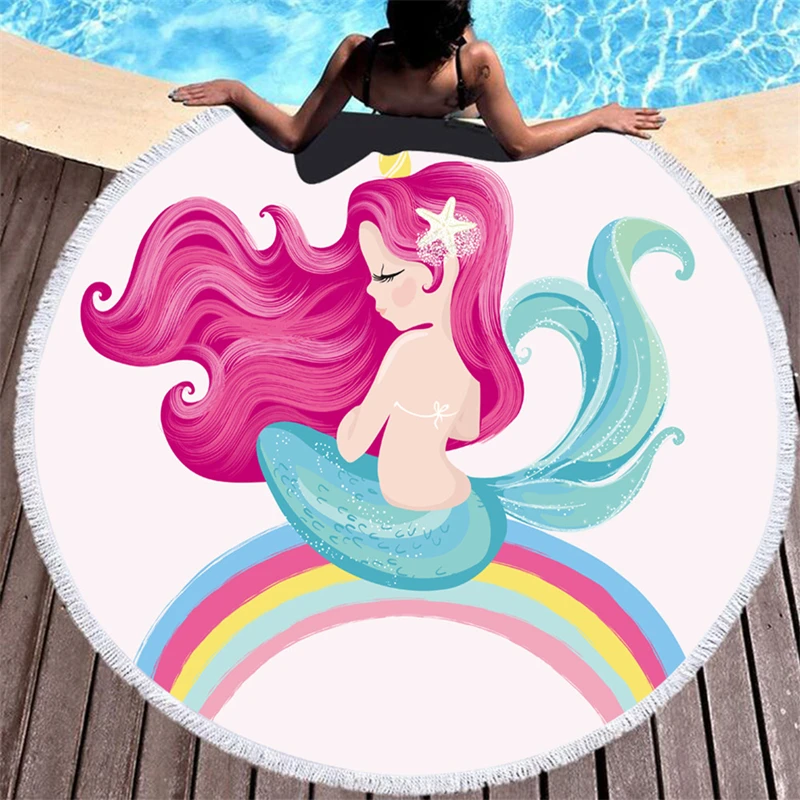 Cartoon Mermaid Microfiber Towel Large Round Beach Towel for Adults Kids Summer Toalla Tassel Blanket Tapestry 150cm
Cartoon Mermaid Microfiber Towel Large Round Beach Towel for Adults Kids Summer Toalla Tassel Blanket Tapestry 150cm