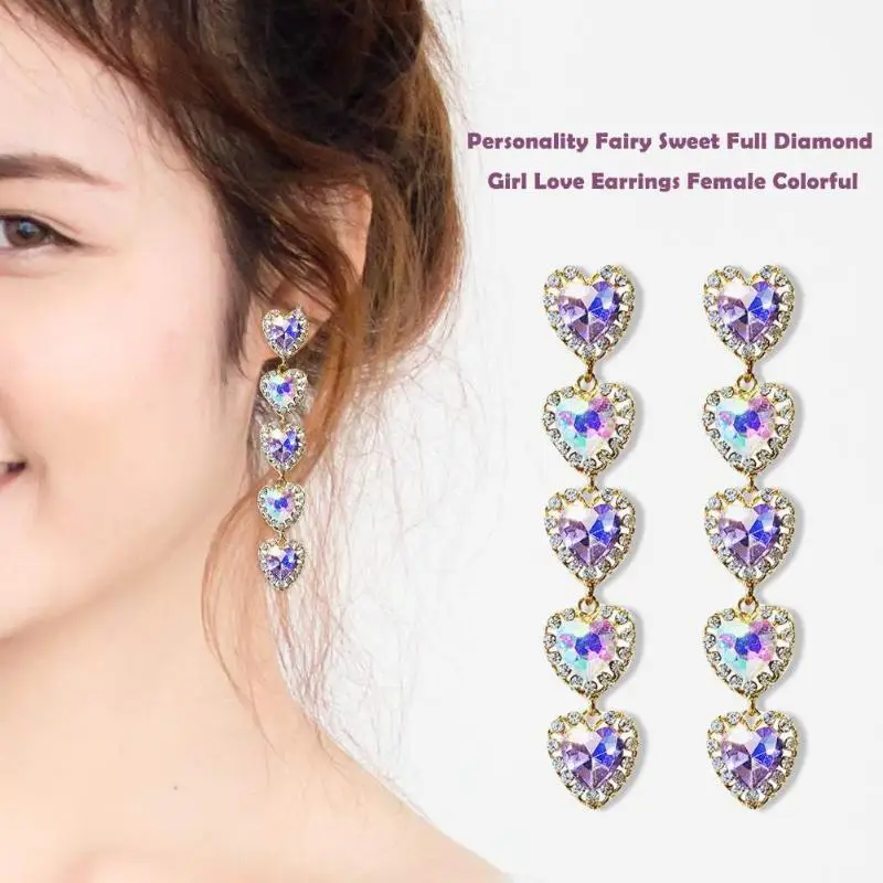 Fashion Rhinestone Heart Dangle Ear Stud Women Long Drop Earrings Jewelry for Women Wedding Party Gift Dropshipping 
Fashion Rhinestone Heart Dangle Ear Stud Women Long Drop Earrings Jewelry for Women Wedding Party Gift Dropshipping