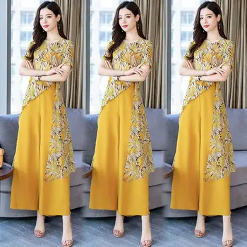 Summer women's Pant Suits 2 Piece Sets Chiffon Print Blouse & Solid Wide leg pants 2019 Female Clothing Women's office
Summer women's Pant Suits 2 Piece Sets Chiffon Print Blouse & Solid Wide leg pants 2019 Female Clothing Women's office
