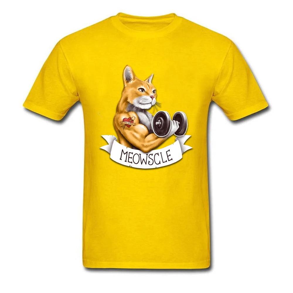 Meowscle Casual Labor Day All Cotton Round Collar Man Tops Shirts Casual Tops Tees Company Short Sleeve T Shirt Meowscle yellow
