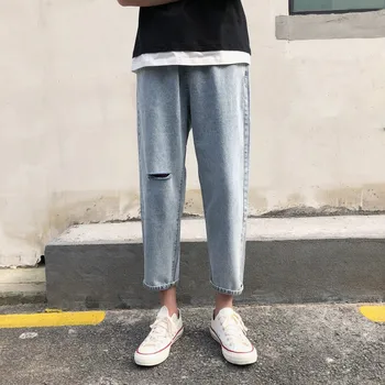 Men's Jeans Summer Straight Pencil Pants Loose Washed Classic Blue Solid Hole Trousers Ankle-Length Casual Modis Denim Jeans Men
Men's Jeans Summer Straight Pencil Pants Loose Washed Classic Blue Solid Hole Trousers Ankle-Length Casual Modis Denim Jeans Men