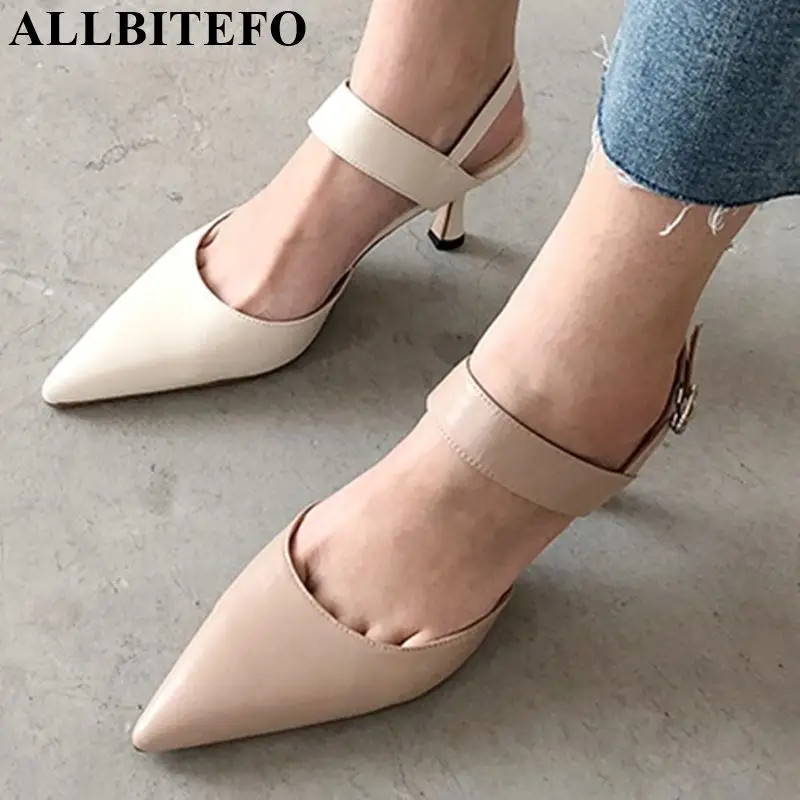 ALLBITEFO genuine leather neutral shoes high heels shallow women sandals fashion buckle strap comfortable girls summer sandals
ALLBITEFO genuine leather neutral shoes high heels shallow women sandals fashion buckle strap comfortable girls summer sandals