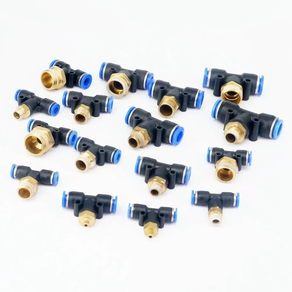 LOT5 1/8"1/4" 3/8" 1/2" BSP Male x Tube O/D 4/6/8/10/12mm Pneumatic Tee Push Connector Fitting
LOT5 1/8"1/4" 3/8" 1/2" BSP Male x Tube O/D 4/6/8/10/12mm Pneumatic Tee Push Connector Fitting